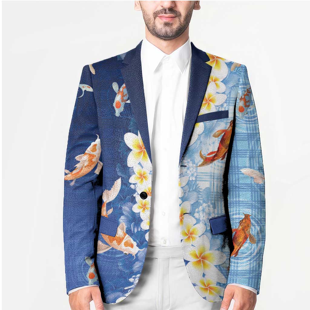 Hawaii And Japan Blazer Plumeria Lei With Koi Fish Blue - Polynesian Pride