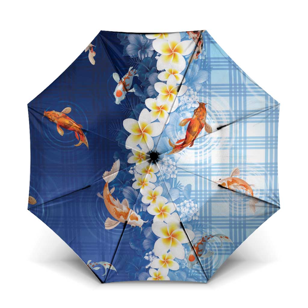 Hawaii And Japan Umbrella Plumeria Lei With Koi Fish Blue - Polynesian Pride