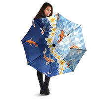 Hawaii And Japan Umbrella Plumeria Lei With Koi Fish Blue - Polynesian Pride