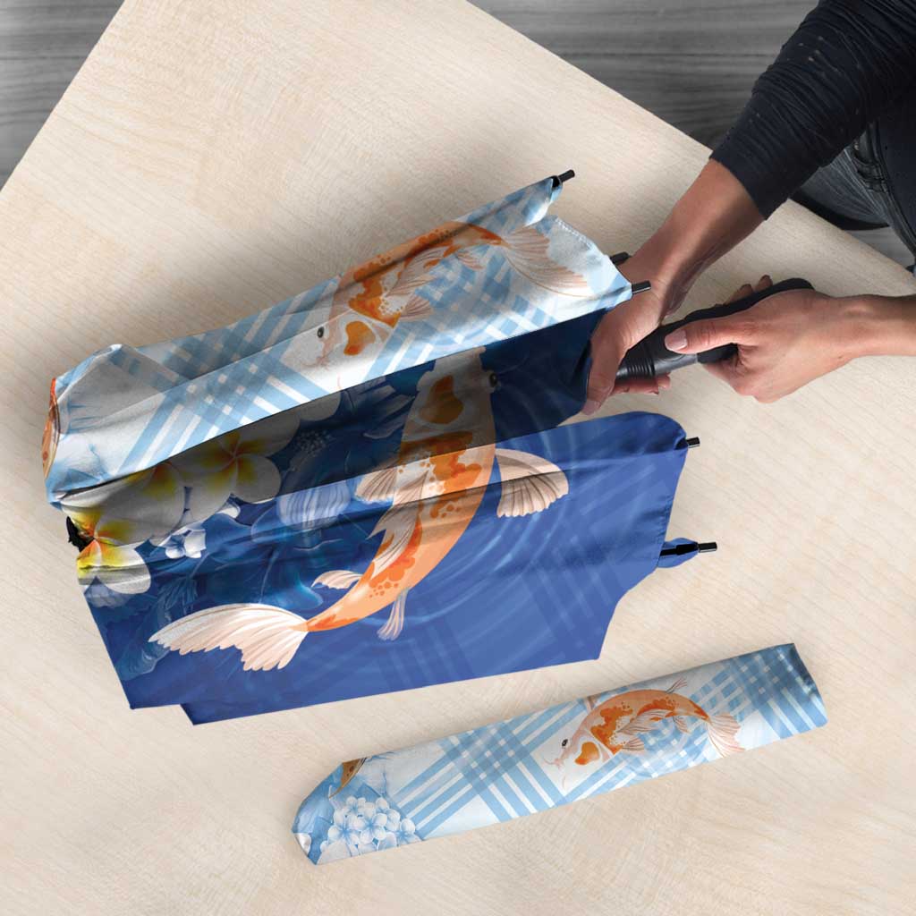 Hawaii And Japan Umbrella Plumeria Lei With Koi Fish Blue - Polynesian Pride