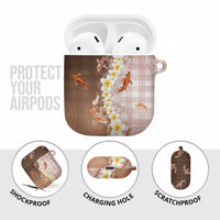 Hawaii And Japan AirPods Case Plumeria Lei With Koi Fish Beige - Polynesian Pride