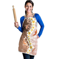 Hawaii And Japan Apron Plumeria Lei With Koi Fish Beige - Polynesian Pride