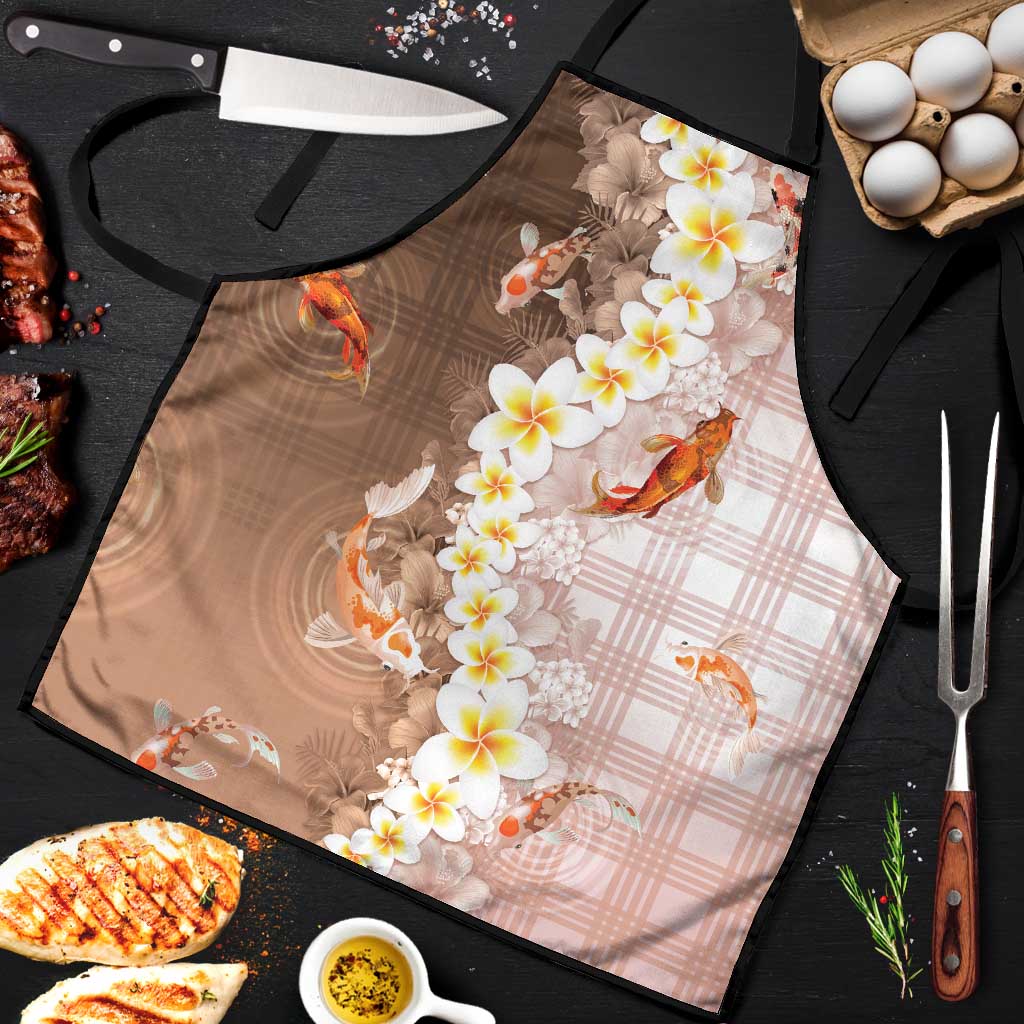 Hawaii And Japan Apron Plumeria Lei With Koi Fish Beige - Polynesian Pride