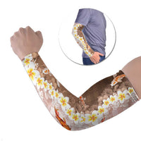 Hawaii And Japan Arm Sleeves Plumeria Lei With Koi Fish Beige - Polynesian Pride