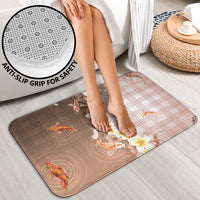 Hawaii And Japan Bathroom Set Plumeria Lei With Koi Fish Beige - Polynesian Pride