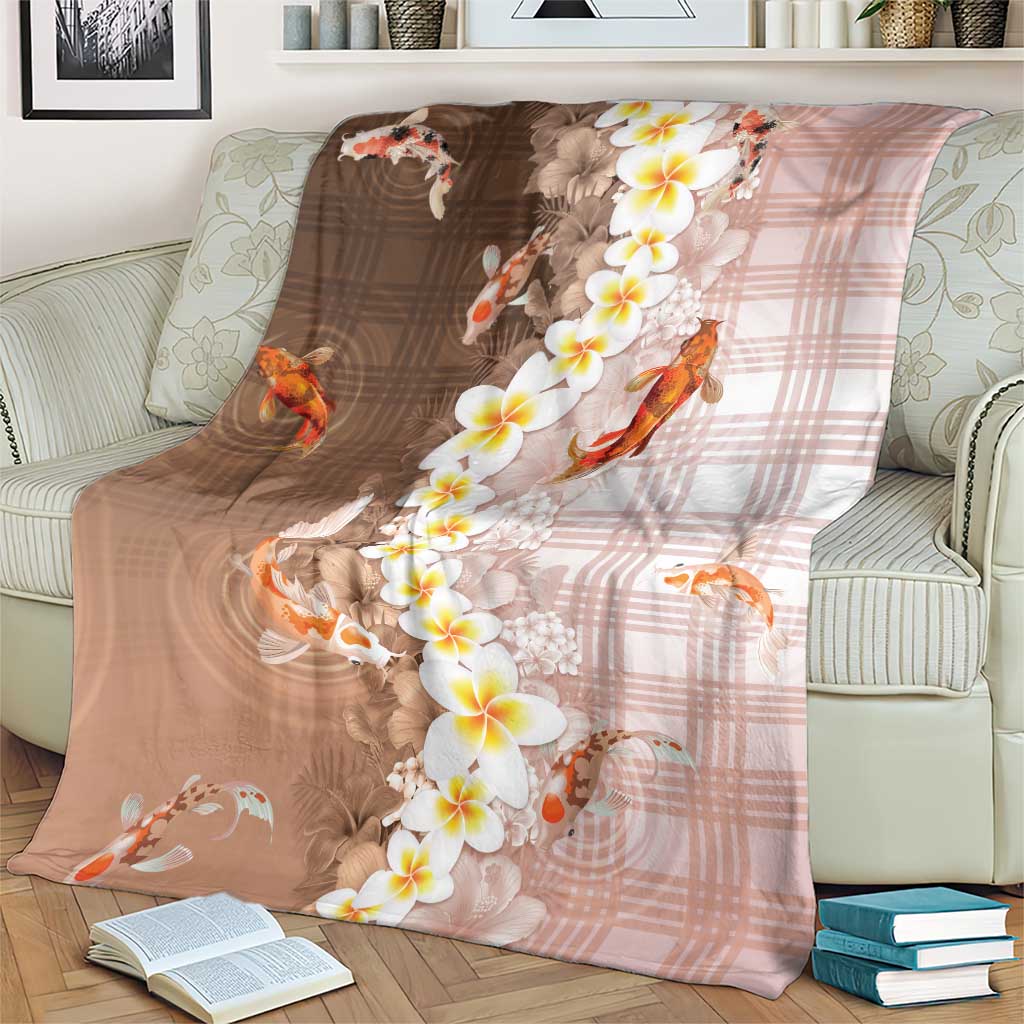 Hawaii And Japan Blanket Plumeria Lei With Koi Fish Beige - Polynesian Pride