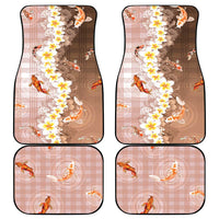 Hawaii And Japan Car Mats Plumeria Lei With Koi Fish Beige - Polynesian Pride