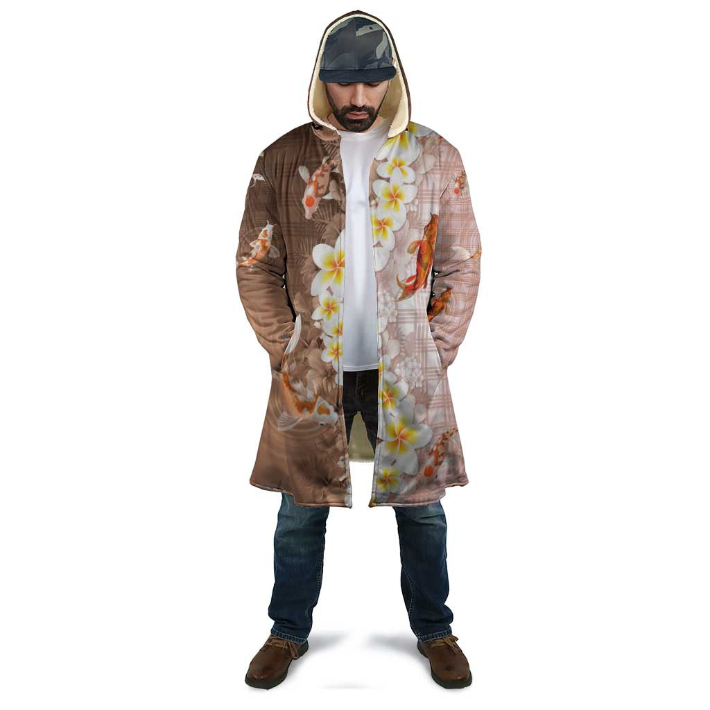 Hawaii And Japan Cloak Plumeria Lei With Koi Fish Beige - Polynesian Pride