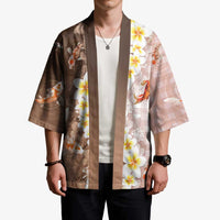 Hawaii And Japan Kimono Plumeria Lei With Koi Fish Beige - Polynesian Pride