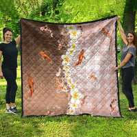Hawaii And Japan Quilt Plumeria Lei With Koi Fish Beige - Polynesian Pride