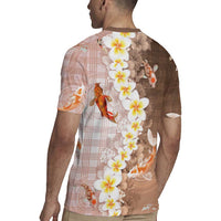 Hawaii And Japan Rugby Jersey Plumeria Lei With Koi Fish Beige - Polynesian Pride