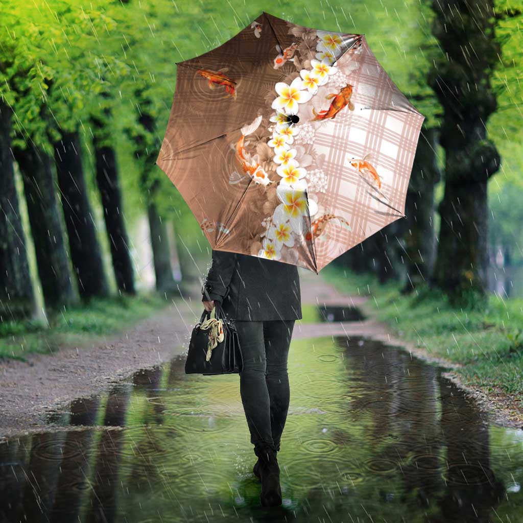 Hawaii And Japan Umbrella Plumeria Lei With Koi Fish Beige - Polynesian Pride
