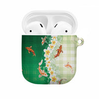 Hawaii And Japan AirPods Case Plumeria Lei With Koi Fish Green - Polynesian Pride