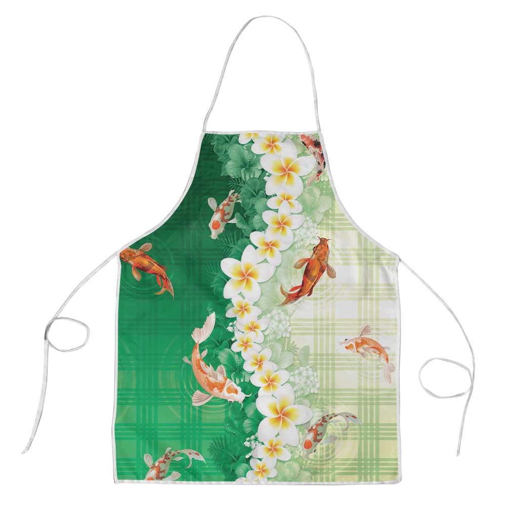 Hawaii And Japan Apron Plumeria Lei With Koi Fish Green - Polynesian Pride