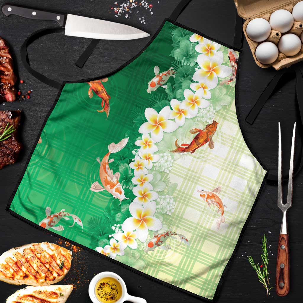 Hawaii And Japan Apron Plumeria Lei With Koi Fish Green - Polynesian Pride