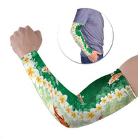 Hawaii And Japan Arm Sleeves Plumeria Lei With Koi Fish Green - Polynesian Pride