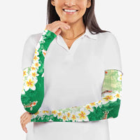 Hawaii And Japan Arm Sleeves Plumeria Lei With Koi Fish Green - Polynesian Pride