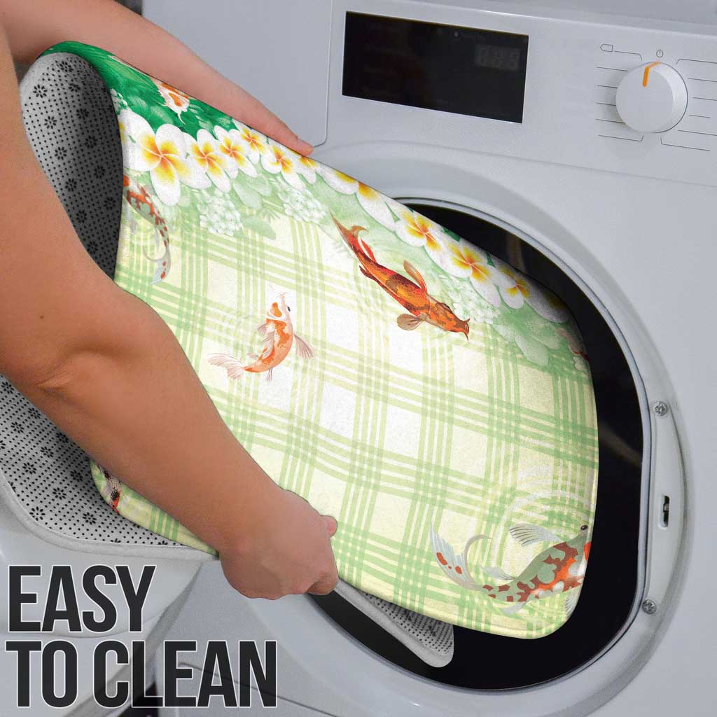 Hawaii And Japan Bathroom Set Plumeria Lei With Koi Fish Green - Polynesian Pride