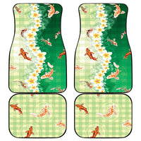 Hawaii And Japan Car Mats Plumeria Lei With Koi Fish Green - Polynesian Pride