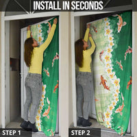 Hawaii And Japan Door Cover Plumeria Lei With Koi Fish Green - Polynesian Pride