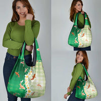 Hawaii And Japan Grocery Bag Plumeria Lei With Koi Fish Green - Polynesian Pride