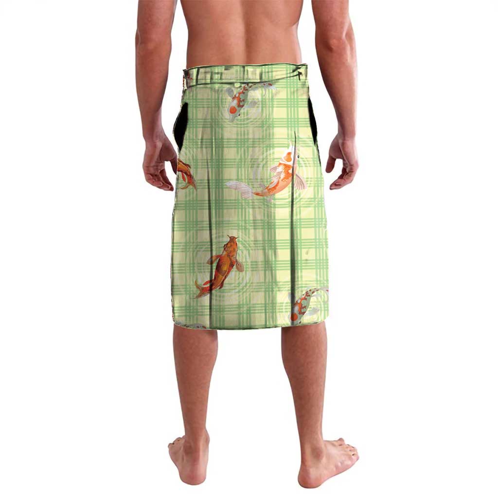 Hawaii And Japan Lavalava Plumeria Lei With Koi Fish Green - Polynesian Pride