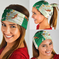 Hawaii And Japan Neck Gaiter Plumeria Lei With Koi Fish Green - Polynesian Pride