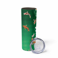 Hawaii And Japan Skinny Tumbler Plumeria Lei With Koi Fish Green - Polynesian Pride