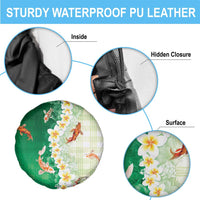 Hawaii And Japan Spare Tire Cover Plumeria Lei With Koi Fish Green - Polynesian Pride