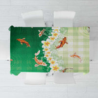Hawaii And Japan Tablecloth Plumeria Lei With Koi Fish Green - Polynesian Pride