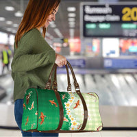 Hawaii And Japan Travel Bag Plumeria Lei With Koi Fish Green - Polynesian Pride