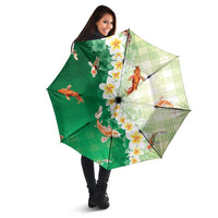 Hawaii And Japan Umbrella Plumeria Lei With Koi Fish Green - Polynesian Pride