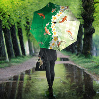Hawaii And Japan Umbrella Plumeria Lei With Koi Fish Green - Polynesian Pride