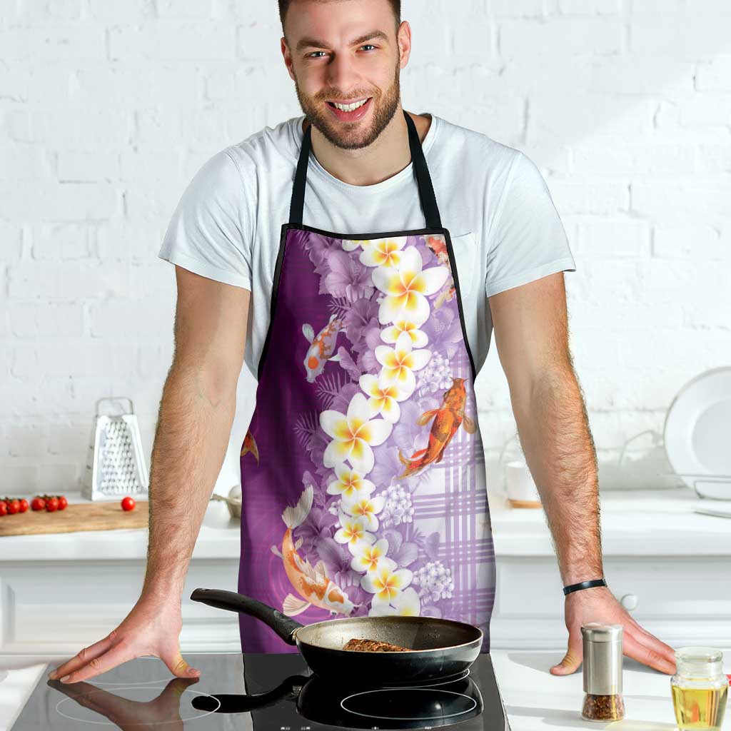 Hawaii And Japan Apron Plumeria Lei With Koi Fish Purple - Polynesian Pride