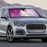 Hawaii And Japan Auto Sun Shade Plumeria Lei With Koi Fish Purple - Polynesian Pride