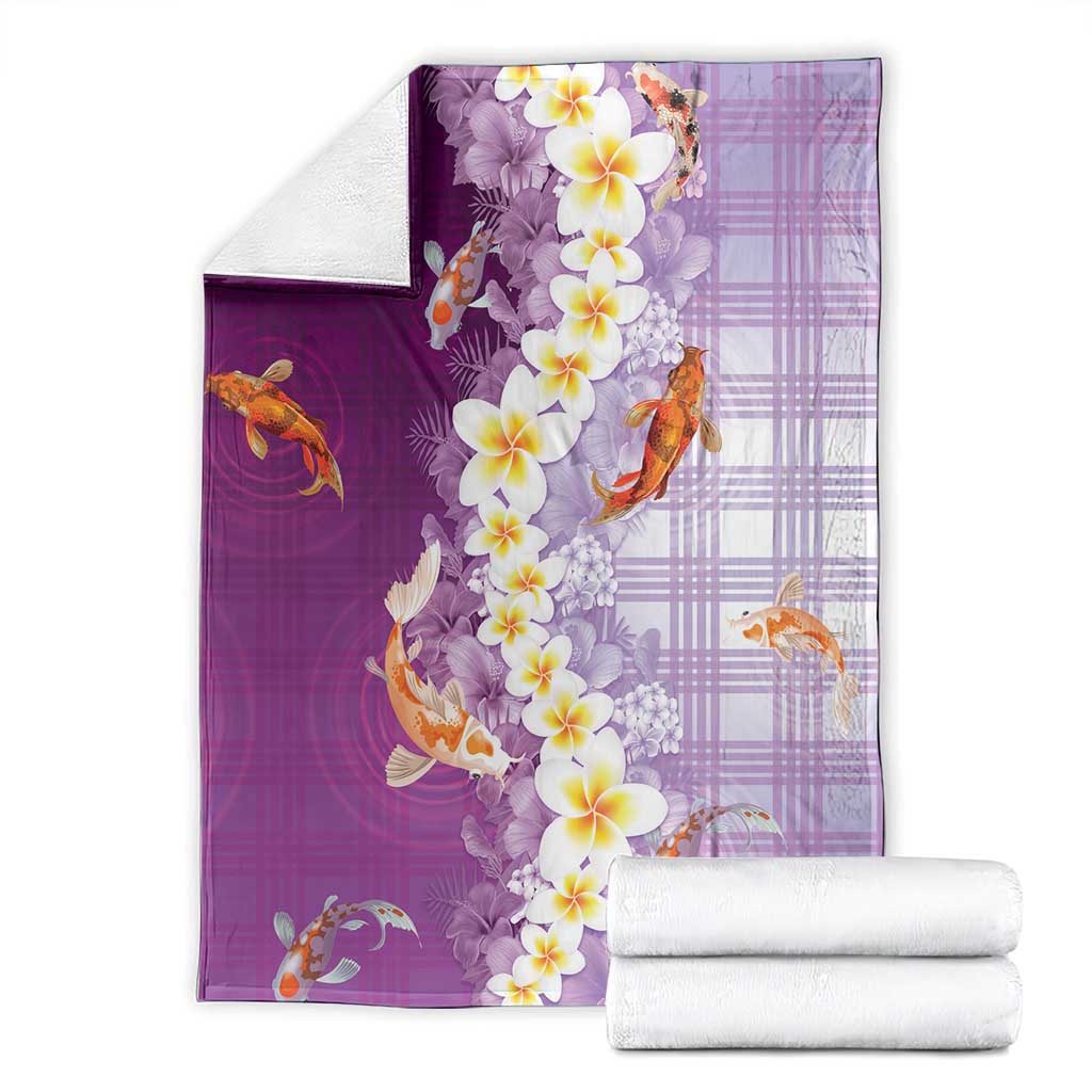 Hawaii And Japan Blanket Plumeria Lei With Koi Fish Purple - Polynesian Pride