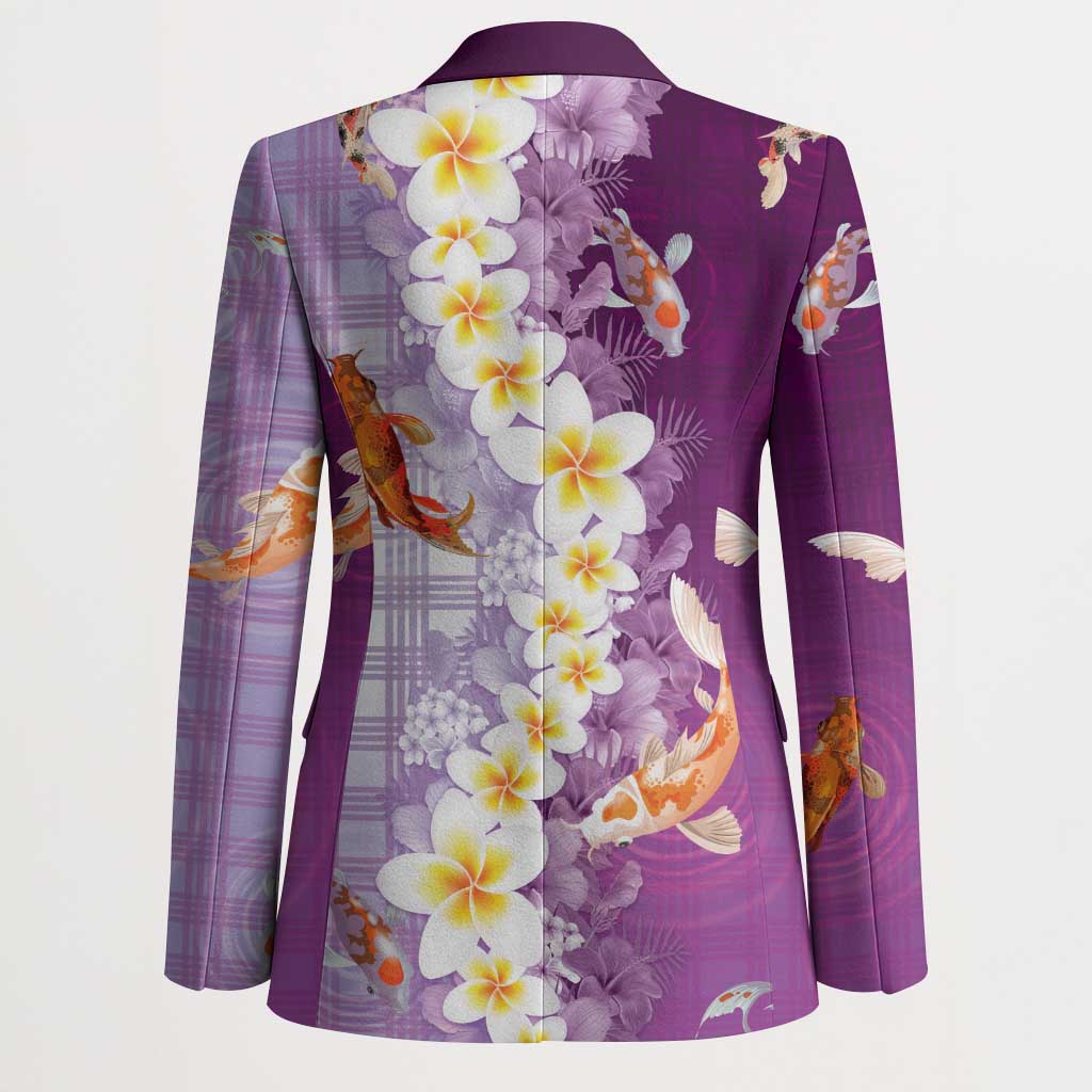 Hawaii And Japan Blazer Plumeria Lei With Koi Fish Purple - Polynesian Pride