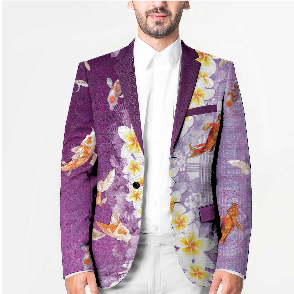 Hawaii And Japan Blazer Plumeria Lei With Koi Fish Purple - Polynesian Pride