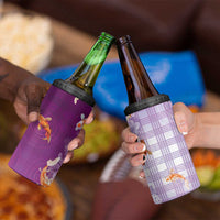 Hawaii And Japan 4 in 1 Can Cooler Tumbler Plumeria Lei With Koi Fish Purple - Polynesian Pride