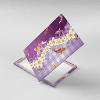 Hawaii And Japan Canvas Wall Art Plumeria Lei With Koi Fish Purple - Polynesian Pride