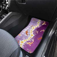 Hawaii And Japan Car Mats Plumeria Lei With Koi Fish Purple - Polynesian Pride