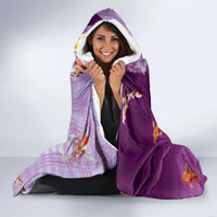 Hawaii And Japan Hooded Blanket Plumeria Lei With Koi Fish Purple - Polynesian Pride