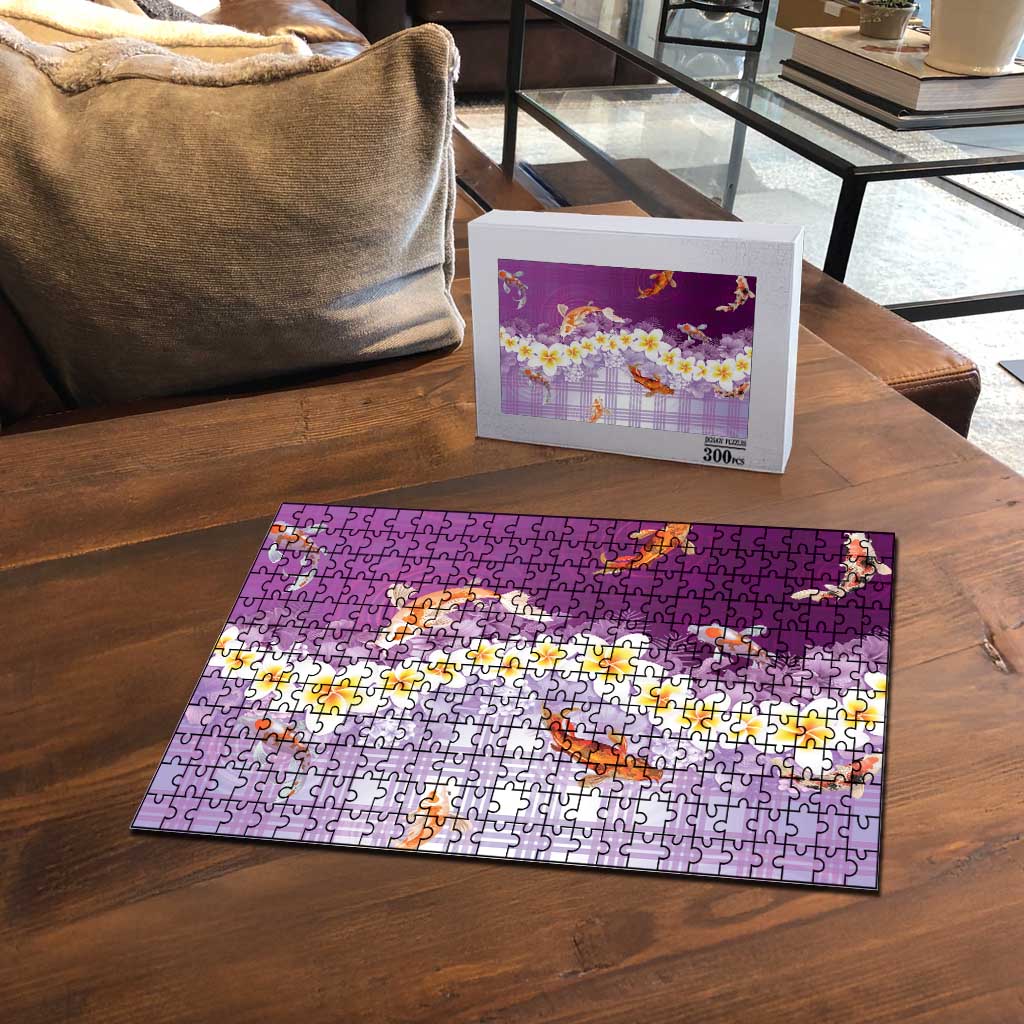 Hawaii And Japan Puzzle Plumeria Lei With Koi Fish Purple - Polynesian Pride