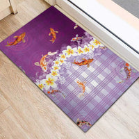 Hawaii And Japan Rubber Doormat Plumeria Lei With Koi Fish Purple - Polynesian Pride