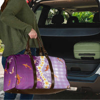 Hawaii And Japan Travel Bag Plumeria Lei With Koi Fish Purple - Polynesian Pride