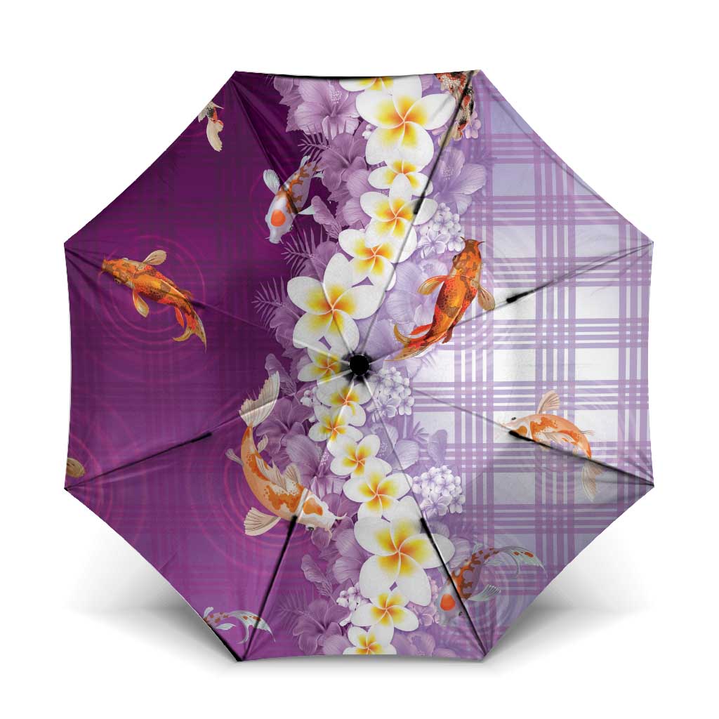 Hawaii And Japan Umbrella Plumeria Lei With Koi Fish Purple - Polynesian Pride
