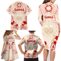 Siva Samoa Family Matching Long Sleeve Bodycon Dress and Hawaiian Shirt Samoan Taupou With Polynesian Pattern LT05 - Polynesian Pride