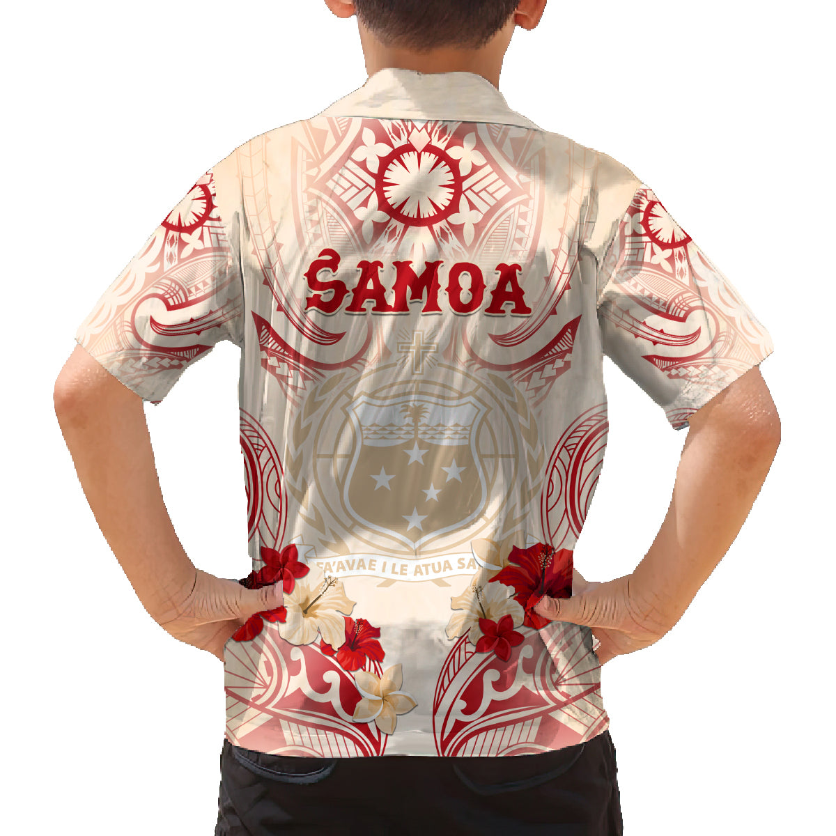 Siva Samoa Family Matching Off Shoulder Short Dress and Hawaiian Shirt Samoan Taupou With Polynesian Pattern LT05 - Polynesian Pride