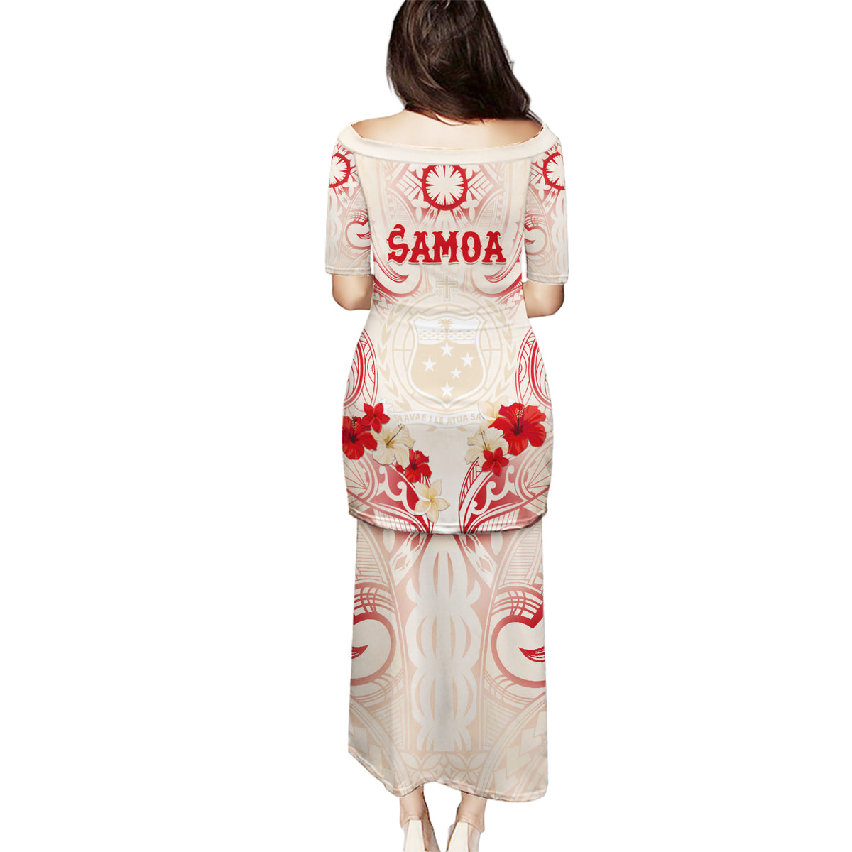 Siva Samoa Puletasi Samoan Taupou With Polynesian Pattern LT05 - Polynesian Pride