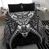 New Zealand Morepork Bedding Set Maori Pattern Black